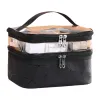 Black geometric pattern makeup bag, large-capacity portable toiletry and storage bag Item Picture